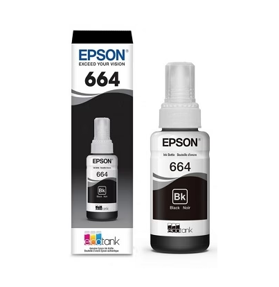 Botellas de Tinta Epson Negra para L110, L120, L121, L200, L210, L220, L300, L310, L350, L355, L365, L375, L380, L395, L396, L455, L475, L495, L555, L565, L575, L1300 70ML (4,500 paginas)