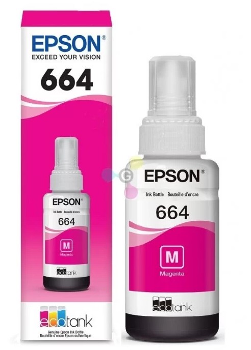 Botellas de Tinta Epson Magenta para L110, L120, L200, L210, L220, L300, L310, L350, L355, L365, L375, L380, L395, L396, L455, L475, L495, L555, L565, L575, L606, L655, L656, L1300, L1455 70ML (7,000 paginas)