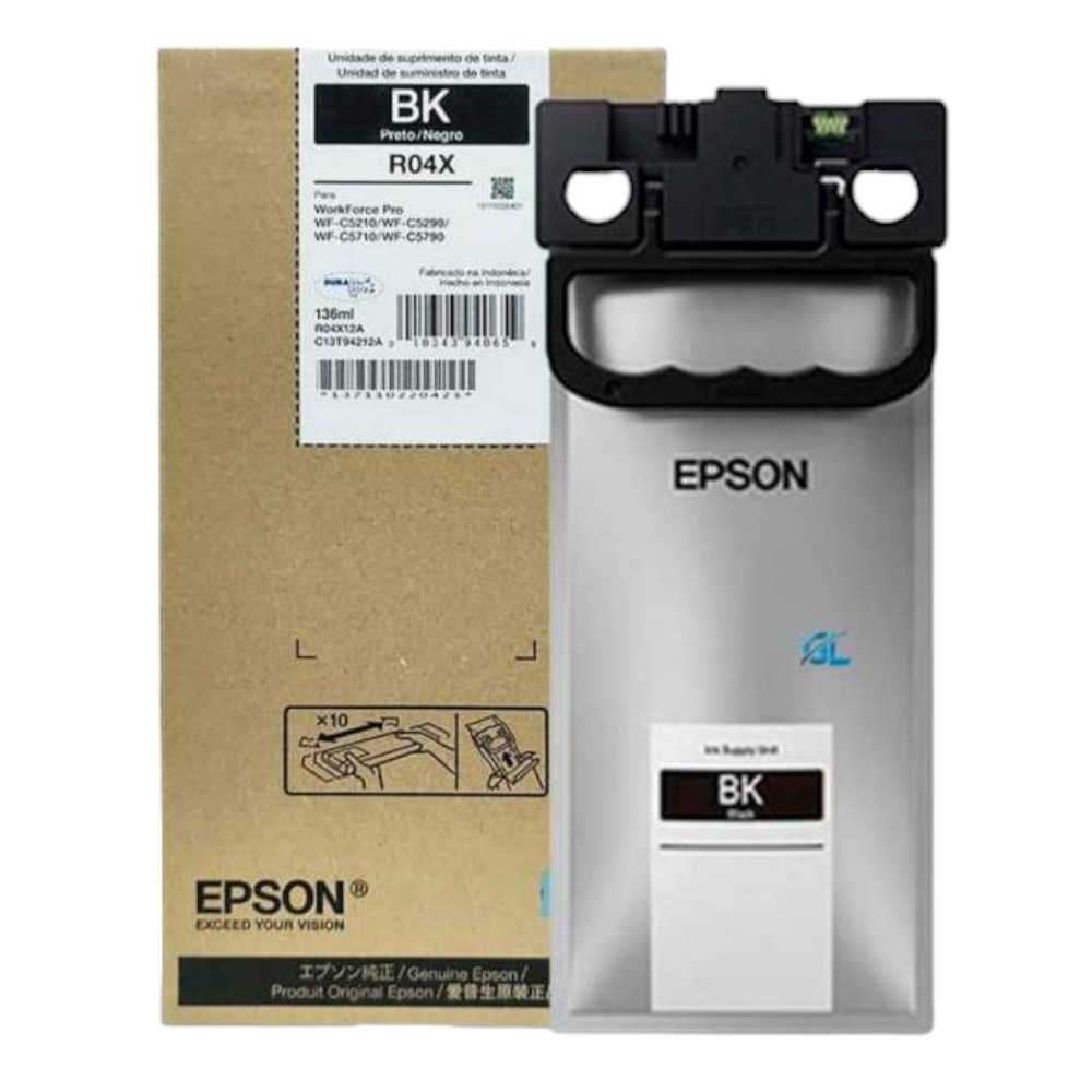 Bolsa de Tinta Epson High negra para WF-C5210, C5290, C5710, C5790 136ML R04X (Alto rendimiento - 10,000 paginas)