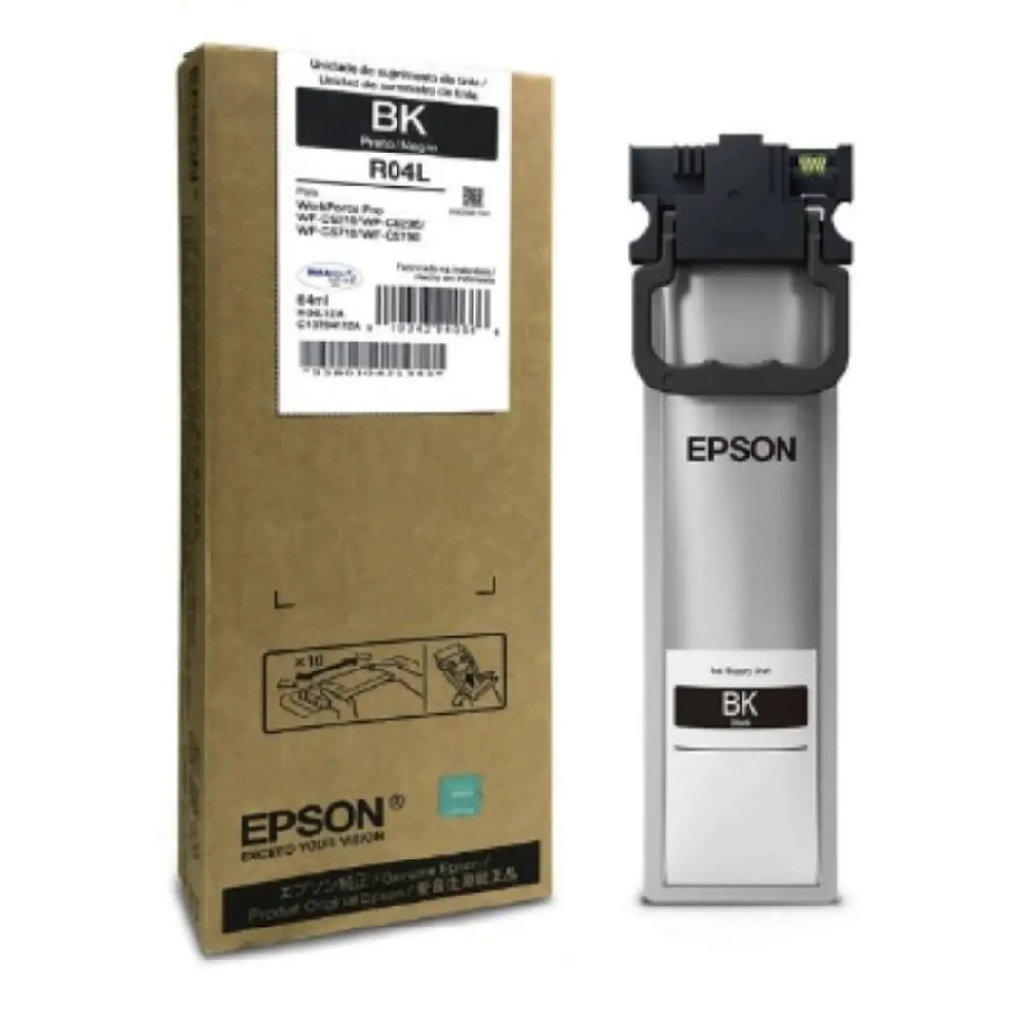 Bolsa de Tinta Epson Negra para WF- C5210, C5290, C5710, C5790 64ML R04L (Rendimiento estándar - 5,000 paginas)
