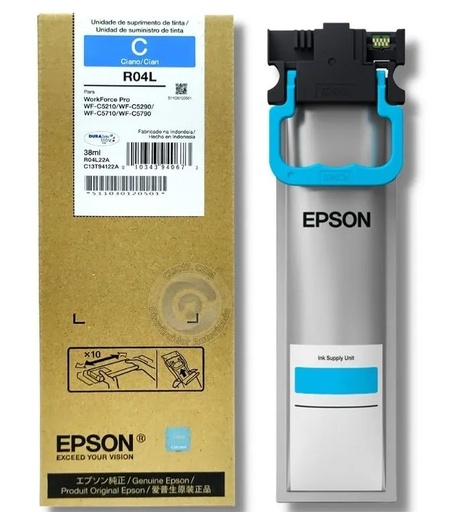 [R04L] Bolsa de Tinta Epson Cyan para WF- C5210, C5290, C5710, C5790 38ML (Rendimiento estándar - 5,000 paginas)